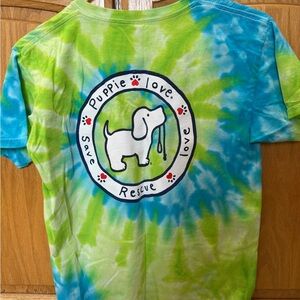 Puppie Love Tie-Dye T-Shirt - Green and Blue